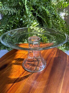 Anchor Hocking Presence Glass Cake Stand, Clear Pedestal Display, Modern Serving